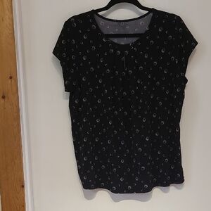 Chic Black Patterned Women's Blouse